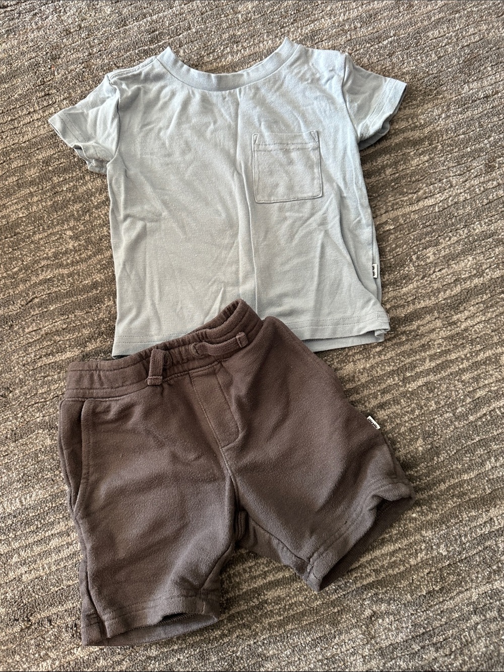 Little Sleepies Light Blue Pocket Tee & Gray Elastic Waist Shorts